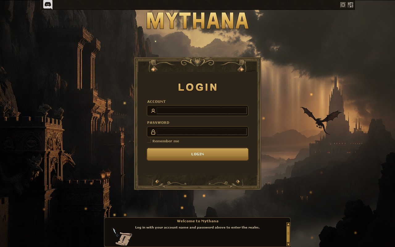 <strong>The login screen.</strong> Enter your account name and password - pressing Enter carries you all the way into the world.